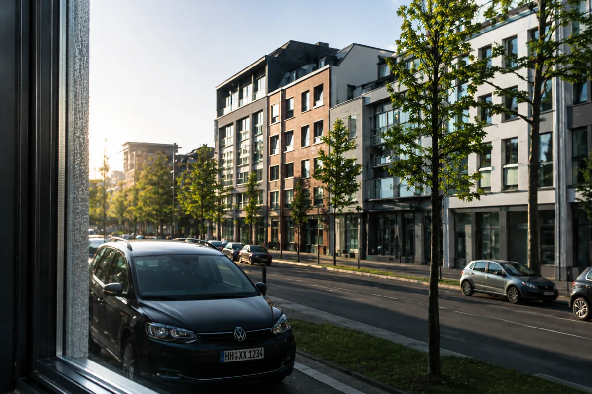 Nachher: klarer, streifenfreier Blick durch eine frisch gereinigte Fensterscheibe
